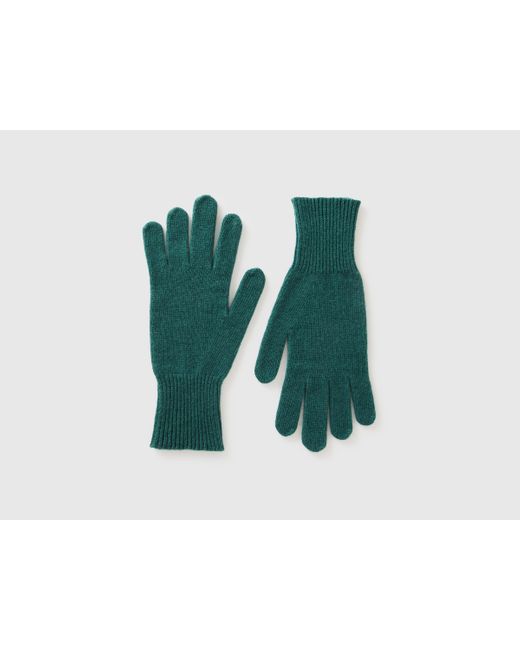 Benetton Green Benetton, Grüne Handschuhe Aus Reiner Merinowolle, Größe, Dunkelgrün, Damen