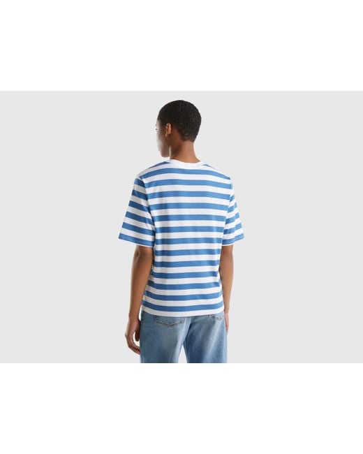 Benetton Blue Striped Comfort Fit T-shirt