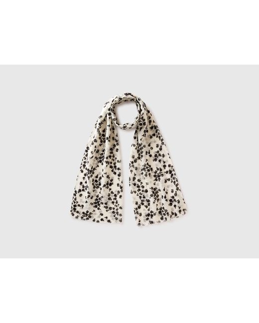 Benetton Black Benetton, Patterned Linen Blend Scarf