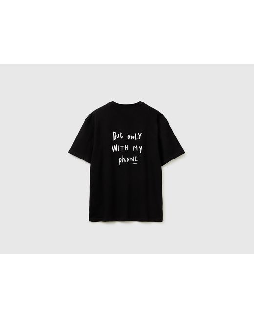 Benetton Black Benetton, T-Shirt With Slogan Print for men