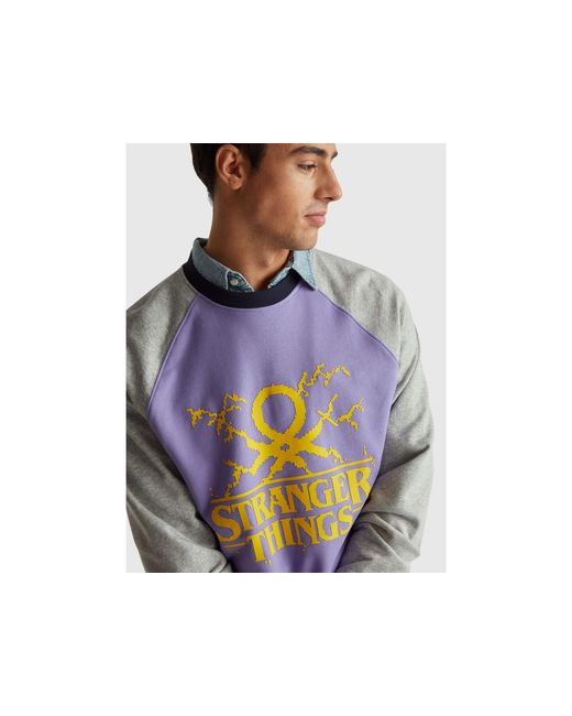 Benetton, Sudadera De Corte Holgado De Stranger Things, Talla, Azul Violáceo, Hombre Benetton de hombre de color Black