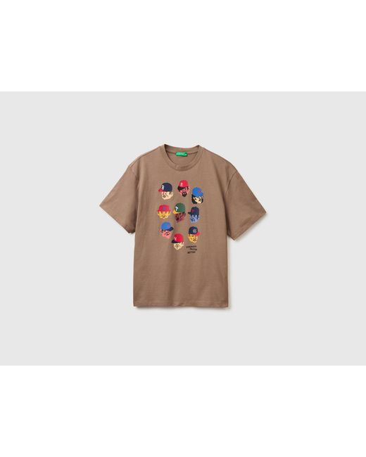 Benetton Black Benetton, Relaxed Fit T-Shirt With Print for men