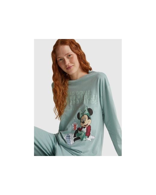 Benetton, Maglia Con Stampa Disney Minnie, Taglia, Verde Acqua, Donna di Benetton in Green