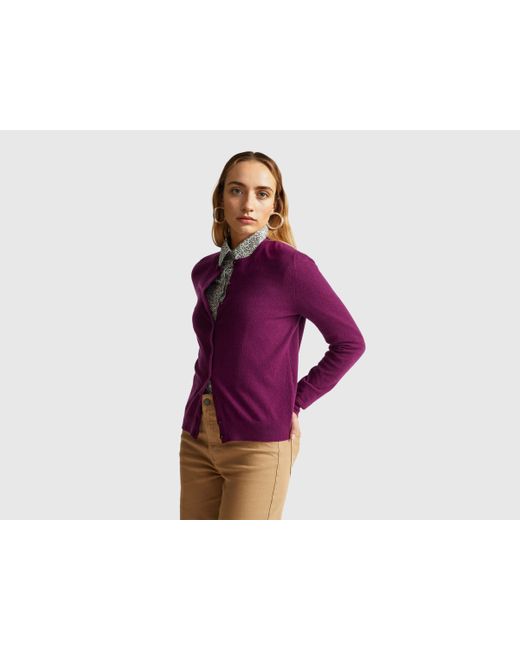 Benetton Purple Benetton, Crew Neck Cardigan