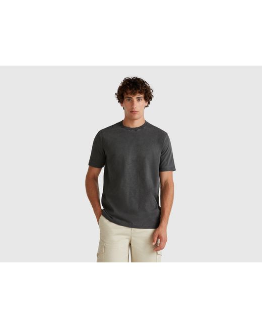 Benetton, Camiseta Ligera Gris Oscuro, Gris Oscuro, Hombre Benetton de hombre de color Black