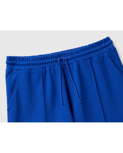 Benetton Blue Benetton, Cotton Fleece Bermuda Shorts for men