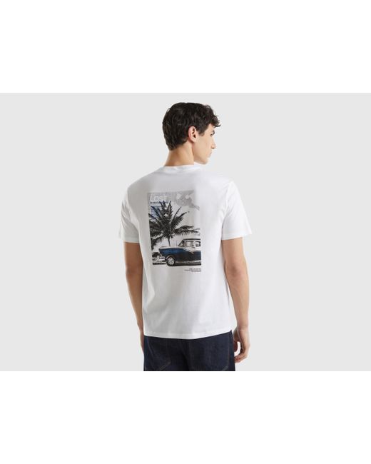 T-shirt À Imprimé En Coton Bio Benetton pour homme en coloris Black