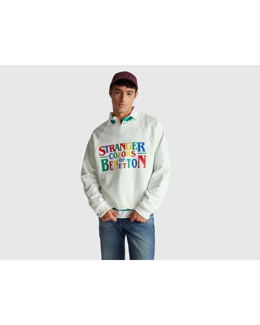 Benetton, Sudadera De Corte Holgado De Stranger Things, Talla, Blanco Crema, Hombre Benetton de hombre de color Black