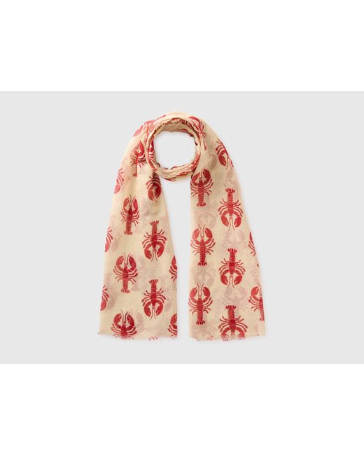 Benetton Red Benetton, Lobster Print Scarf