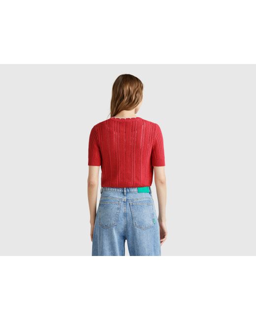 Benetton Blue Benetton, Cropped Perforated Cardigan