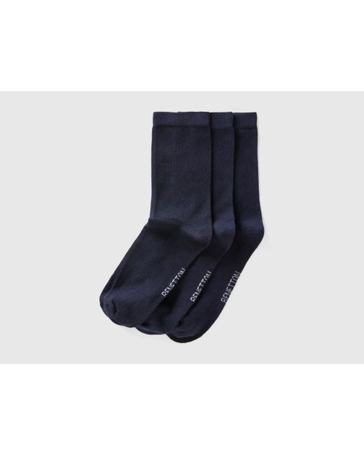 Benetton Blue Sock Set In Organic Stretch Cotton Blend for men