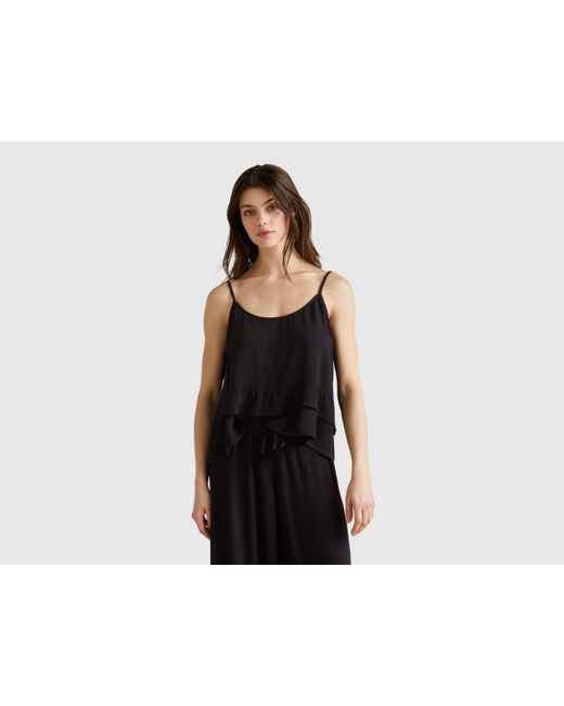 Benetton Black Benetton, Flowy Top With Flounce
