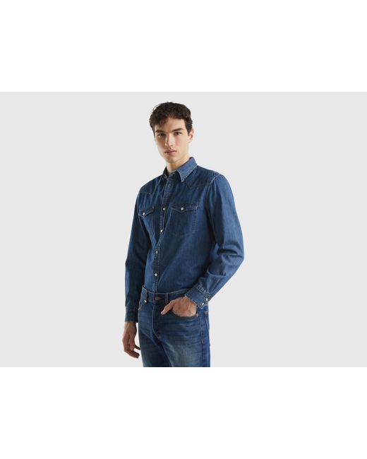 Chemise En Jeans Coupe Regular Benetton pour homme en coloris Blue