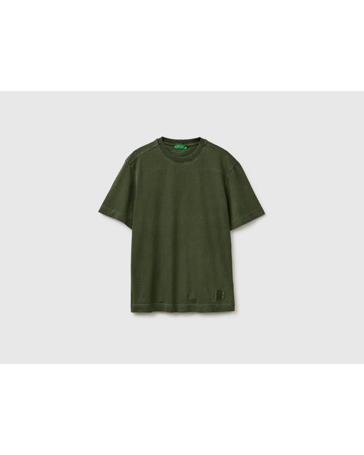 Benetton Green Benetton, Pigment Dyed T-Shirt for men