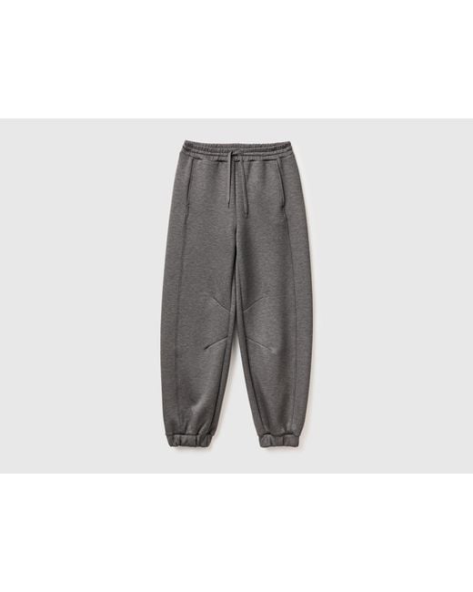 Benetton, Pantalones Deportivos De Polar, Talla, Gris, Mujer Benetton de color Black