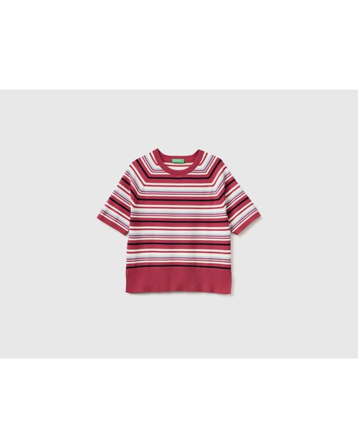 Benetton Red Benetton, Striped Short-Sleeved Sweater