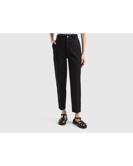 Pantalones Chinos De Algodón Y Modal® Benetton de color Black