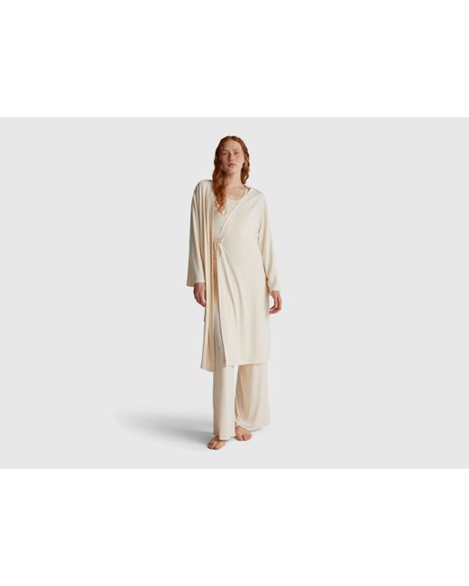 Benetton, Bata De Mezcla De Viscosa Elástica, Talla, Mujer Benetton de color Black