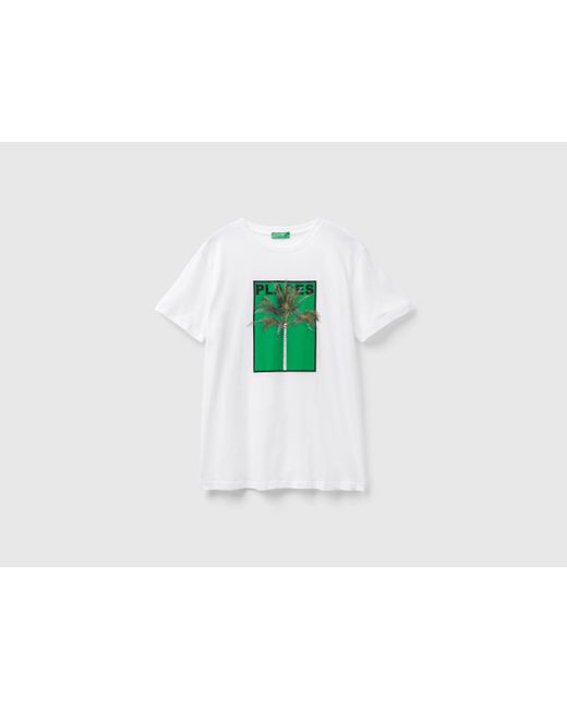 Benetton T-shirt Aus Leichter Baumwolle in Black für Herren