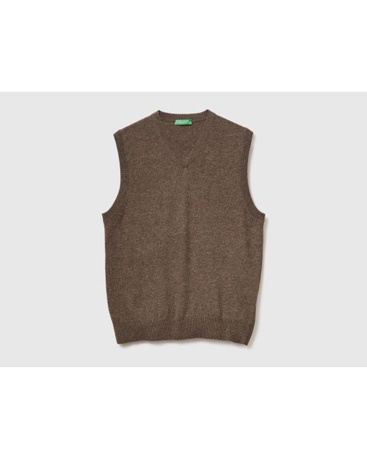 Benetton Benetton, Dunkelgraue Weste Aus Reiner Merinowolle, Größe, Grau, Herren in Blue für Herren