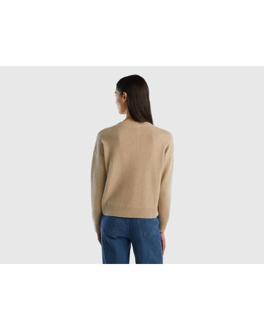 Benetton Blue Knit Sweater In Pure Cashmere