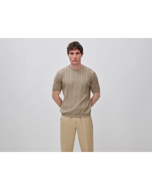 Benetton Black Benetton, Short-Sleeved Linen Blend Sweater for men
