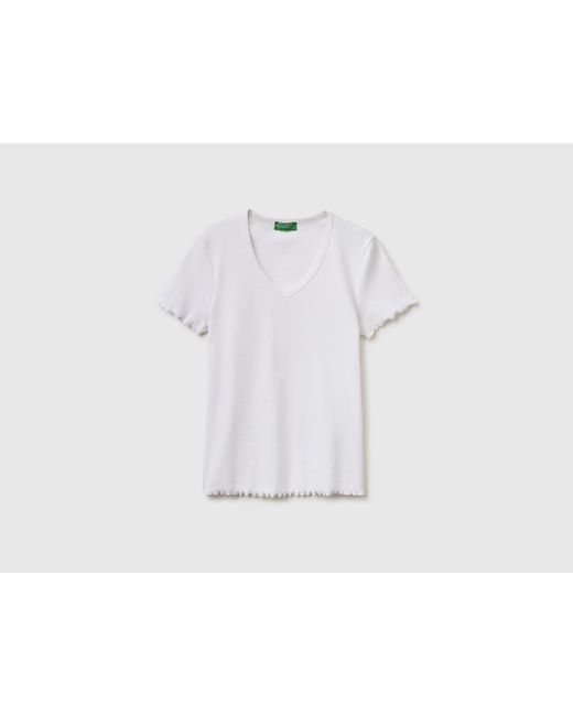 Benetton Black Benetton, Ribbed V-Neck T-Shirt