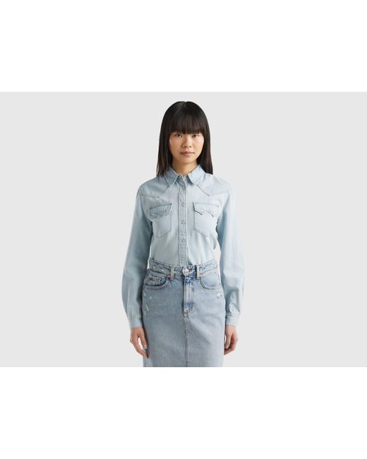 Camicia Western Di Jeans di Benetton in Blue