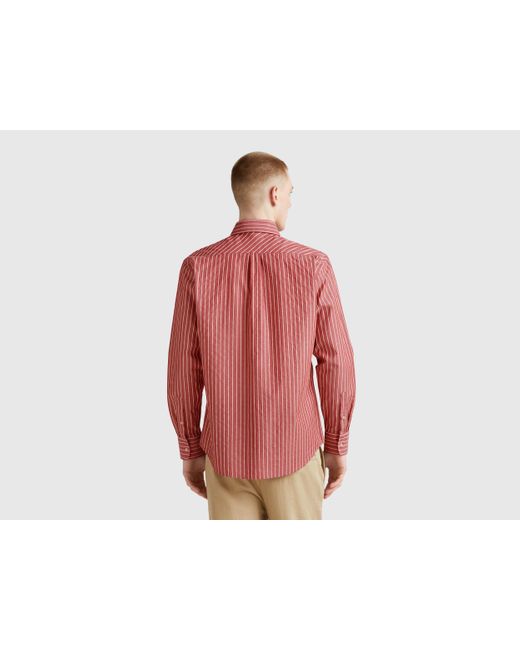 Benetton, Camicia A Righe Regular Fit, Taglia, Rosso, Uomo di Benetton in Red da Uomo