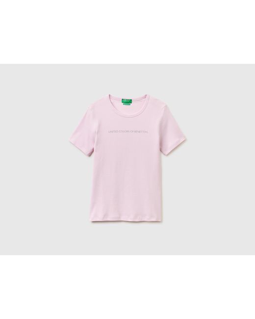 Benetton Black Benetton, Short Sleeve T-Shirt With Glitter Logo