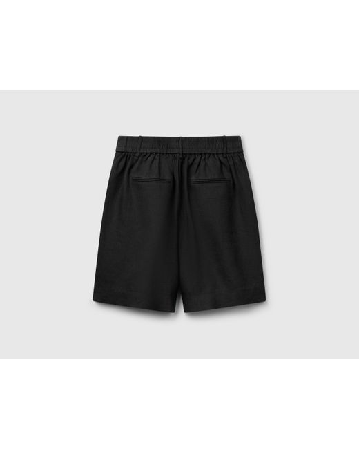 Benetton, Bermudas 100% Lino, Negro, Mujer Benetton de color Black