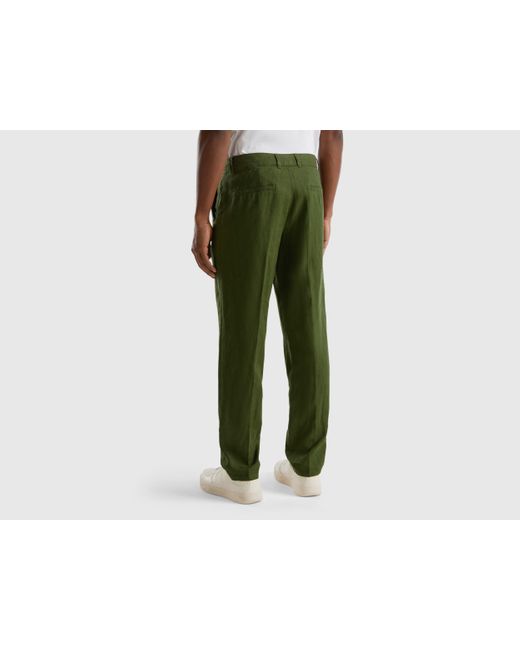 Pantalones Chinos De Puro Lino Benetton de hombre de color Green