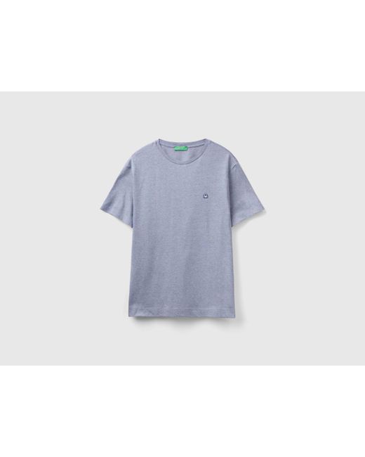 Benetton Blue T-shirt In Micro Pique for men