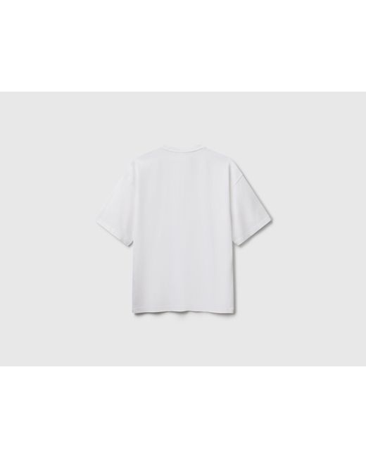 Benetton, Camiseta 100% Algodón Estampado Helado, Blanco, Mujer Benetton de color Black