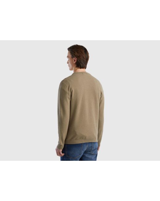 Benetton Green Sweater In Cashmere Blend for men