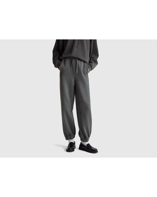 Benetton, Pantalones Deportivos De Polar, Talla, Gris, Mujer Benetton de color Black