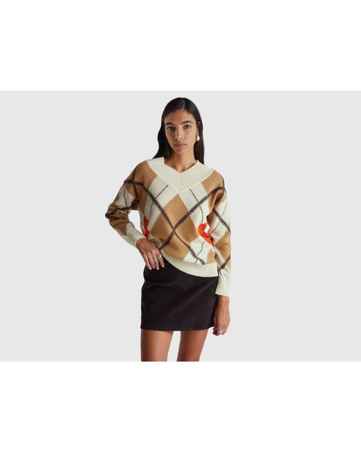 Benetton Black Benetton, Sweater With Diamond Inlay