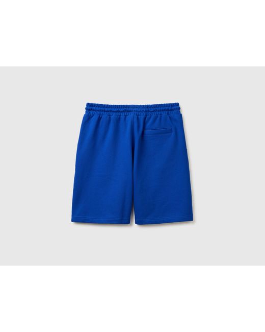 Benetton Blue Benetton, Cotton Fleece Bermuda Shorts for men
