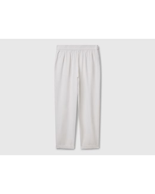 Benetton Black Benetton, Fließende Hose Mit Falten, Weiss
