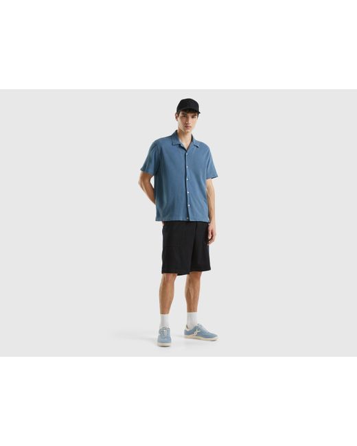 Benetton Black Shorts In Modal® And Cotton Blend for men