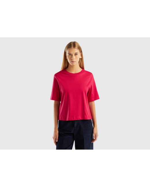 Benetton Red 100% Cotton Boxy Fit T-shirt