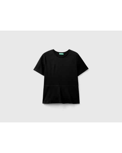 Benetton Black Slim Fit T-shirt In Organic Cotton