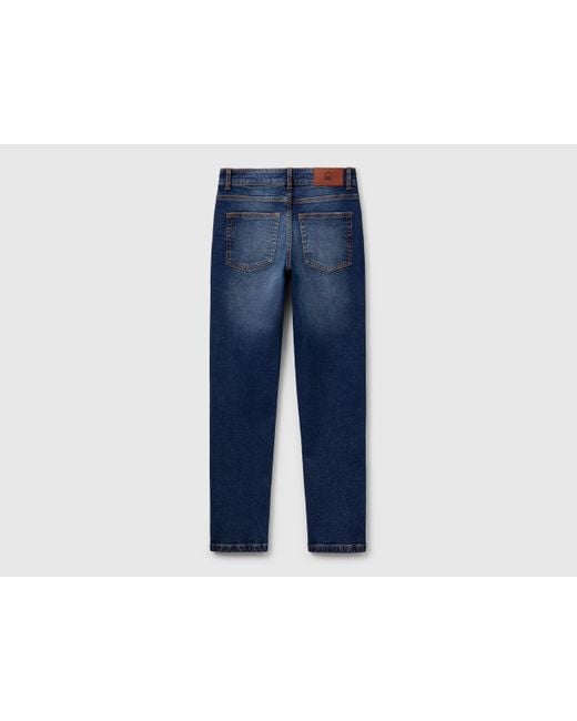 Benetton, Jean Slim Taille Haute, Bleu Foncé, Femme Benetton en coloris Black