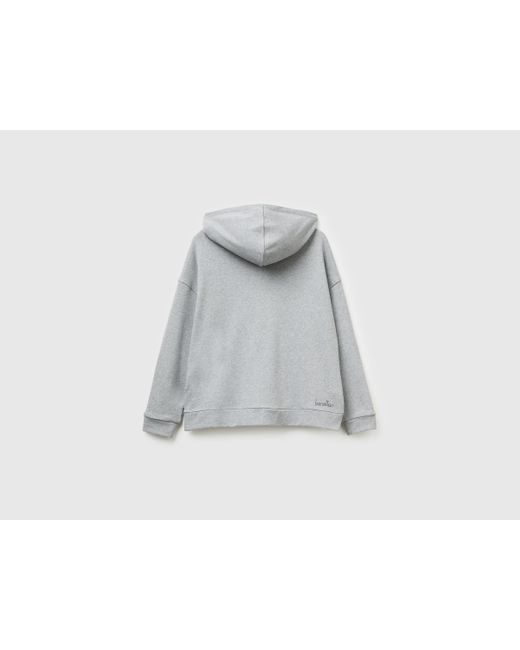 Benetton, Sudadera Con Capucha Y Cremallera 100 Algodón, Talla, Gris Claro, Mujer Benetton de color Black