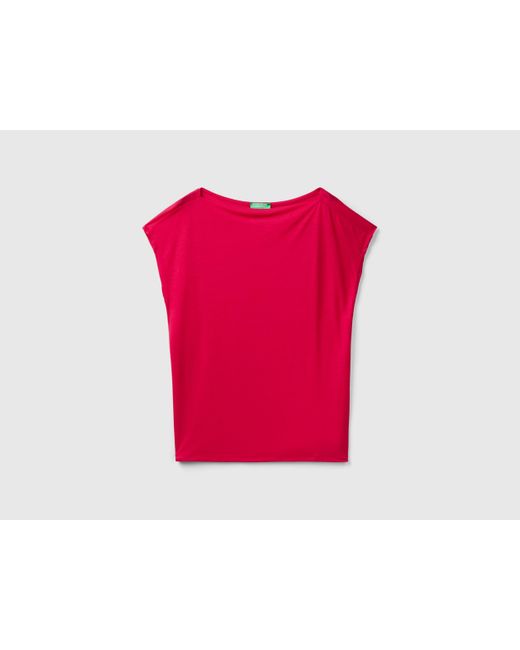 Benetton Red Kurzärmeliges T-shirt Aus Nachhaltiger Viskose