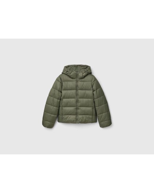 Benetton Green Benetton, Padded Puffer Jacket With Recycled Wadding, , Military