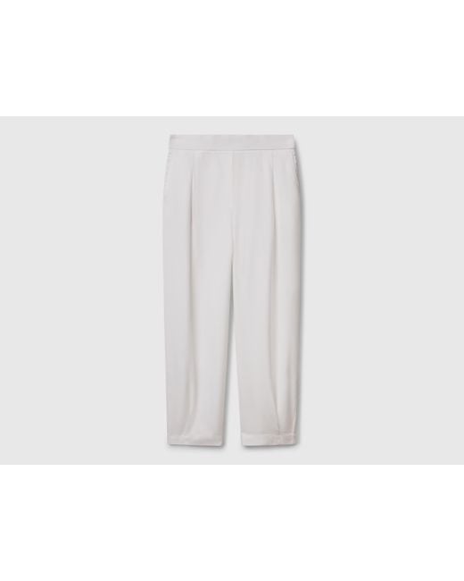 Benetton Black Benetton, Fließende Hose Mit Falten, Weiss