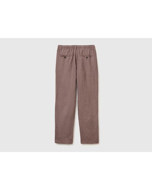 Benetton Black Benetton, Pure Linen Drawstring Trousers for men