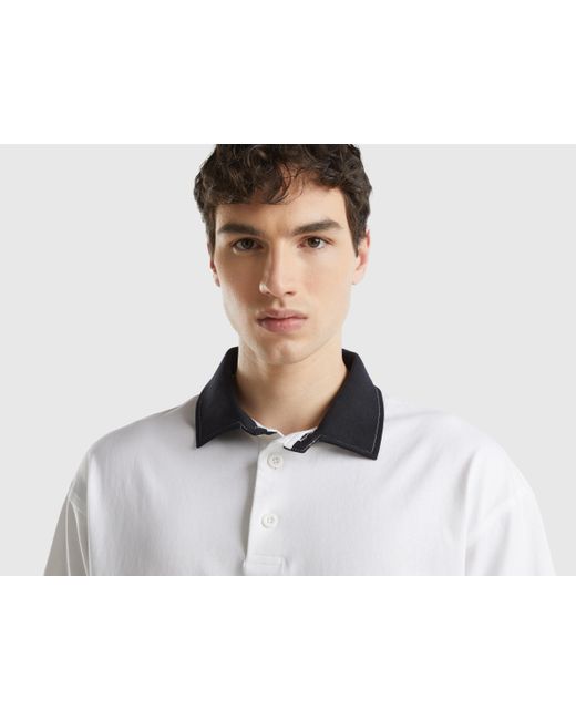 Benetton Black And White Rugby Polo for men