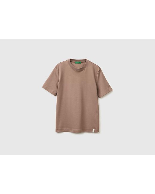 Benetton Brown Benetton, Regular Fit Crew Neck T-Shirt